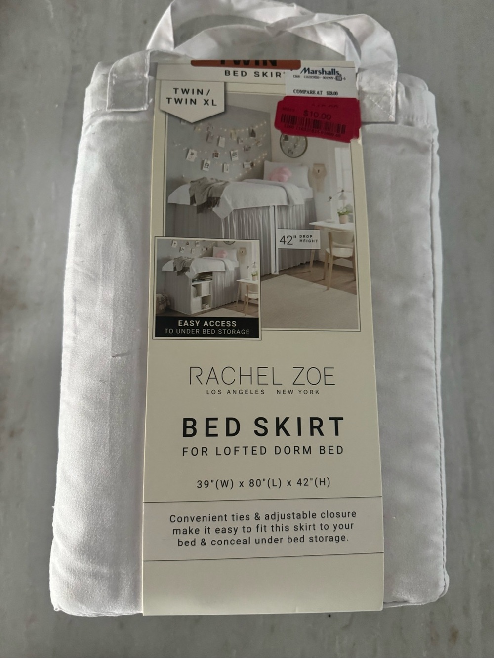 Rachel Zoe White Bed Skirt for Lofted Dorm Bed - Twin/Twin XL